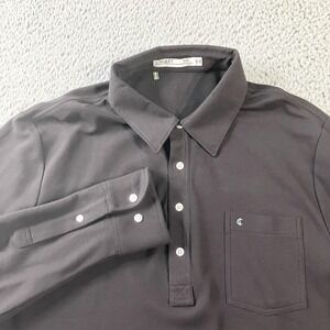 Criquet Polo Shirt Mens 2XL Black Long Sleeve Pima Cotton Slim Fit Pocket Golf‎